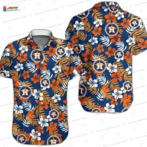 Tropical Vibe Houston Astros Hawaiian Shirt, Orange Palm Leaf Style