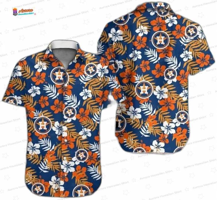 Tropical Vibe Houston Astros Hawaiian Shirt, Orange Palm Leaf Style Tropical Vibe Houston Astros Hawaiian Shirt, Orange Palm Leaf Style