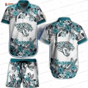 Teal Hibiscus Jacksonville Jaguars Hawaiian Shirt Tropical Aloha Vibes