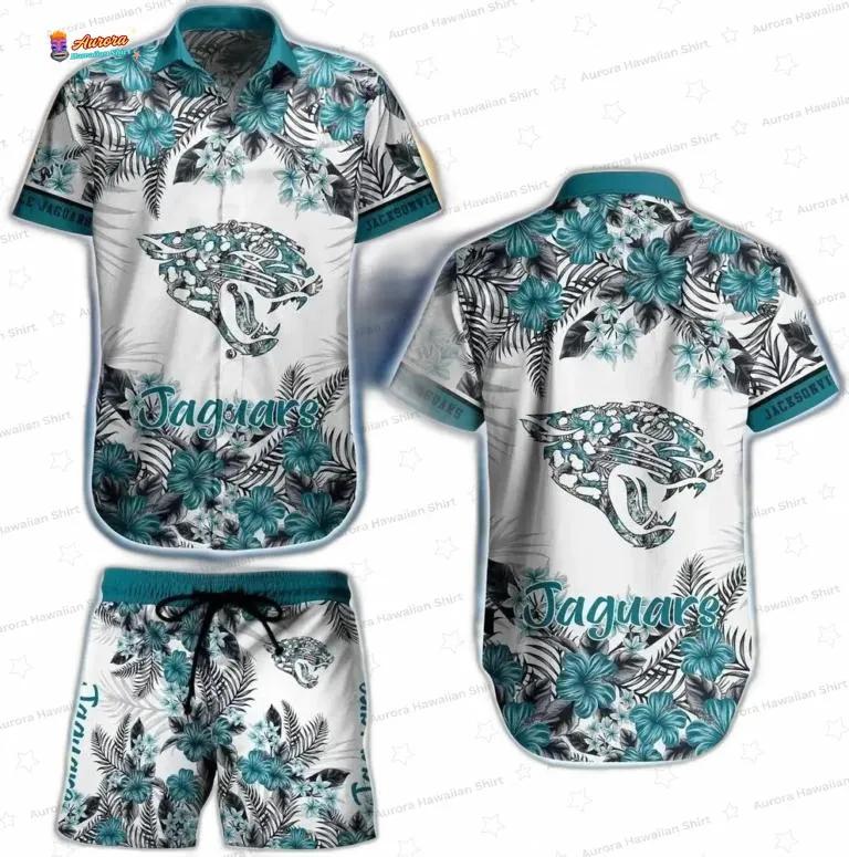 Teal Hibiscus Jacksonville Jaguars Hawaiian Shirt Tropical Aloha Vibes Teal Hibiscus Jacksonville Jaguars Hawaiian Shirt Tropical Aloha Vibes