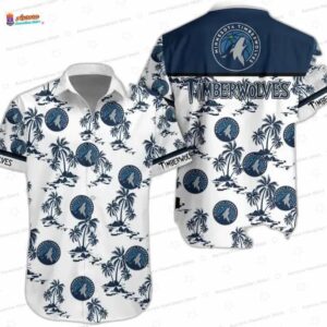 Navy Palm Island Minnesota Timberwolves Hawaiian Shirts