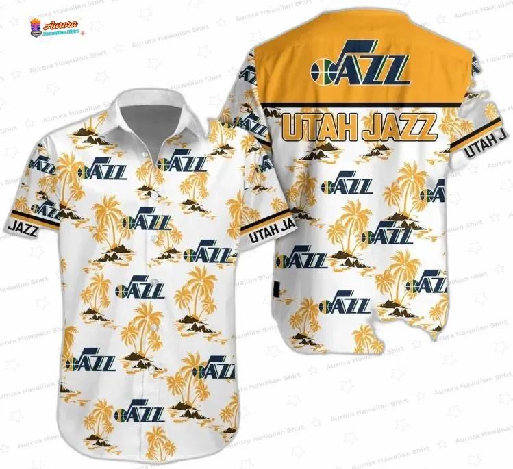 Golden Palm Coast Utah Jazz Hawaiian Shirt – Retro Resort Fan Style Golden Palm Coast Utah Jazz Hawaiian Shirt – Retro Resort Fan Style