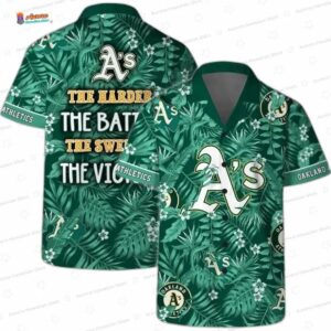 Green Tropical Victory Oakland Athletics Hawaiian Shirt, Game Day Aloha Button-Up