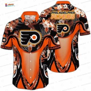 Orange Wave Philadelphia Flyers Hawaiian Shirt – Floral Design