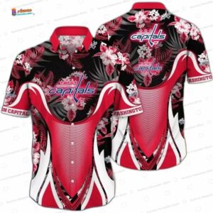 Red Black Tropical Floral Game Day Washington Capitals Hawaiian Shirts