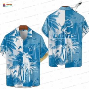 Tropical Waves Detroit Lions Hawaiian Shirt, Blue Palm Beach Fan Shirt