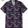 Tribal Motifs Atlanta Braves Hawaiian Shirt, Navy Golden Fan Style Tribal Motifs Atlanta Braves Hawaiian Shirt, Navy Golden Fan Style