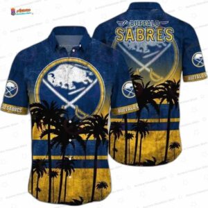 Blue Gold Palm Sunset Buffalo Sabres Hawaiian Shirts
