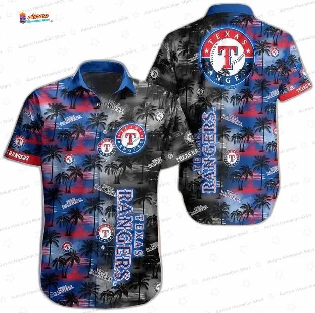 Twilight Palm Texas Rangers Hawaiian Shirt, Limited Fan Style Twilight Palm Texas Rangers Hawaiian Shirt, Limited Fan Style