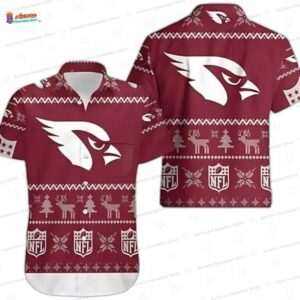 Ugly Christmas Arizona Cardinals Hawaiian Shirt, Maroon Holiday Game Day