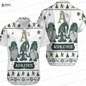 Green Gnome Ugly Sweater Oakland Athletics Hawaiian Shirt, Vacation Aloha Button-Up