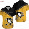 Black Gold Tropical Floral Game Day Pittsburgh Penguins Hawaiian Shirts
