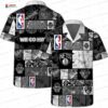 Black White Tropical Floral Brooklyn Nets Hawaiian Shirt