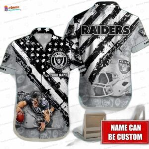 Custom Grunge Patriot Las Vegas Raiders Hawaiian Shirt