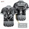 Custom Silver Leaf Las Vegas Raiders Hawaiian Shirt, Tropical Fan Aloha Button-Up