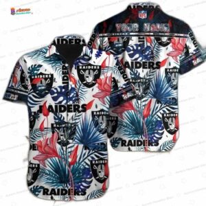 Personalized Jungle Las Vegas Raiders Hawaiian Shirt, Tropical Game Day Button-Up