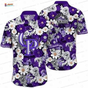 Vibrant Bloom Floral Colorado Rockies Hawaiian Shirt