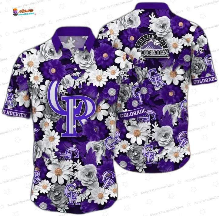 Vibrant Bloom Floral Colorado Rockies Hawaiian Shirt Vibrant Bloom Floral Colorado Rockies Hawaiian Shirt