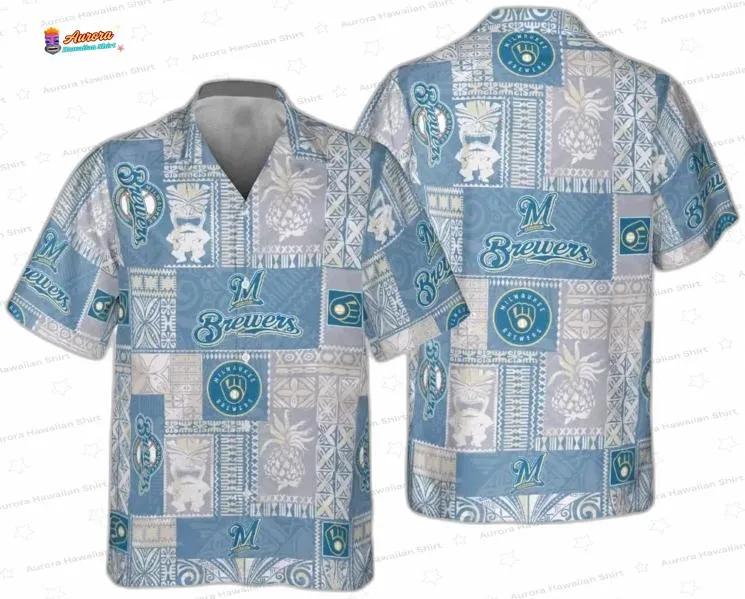Vintage Blue Patch Milwaukee Brewers Hawaiian Shirt – Paradise Style Vintage Blue Patch Milwaukee Brewers Hawaiian Shirt – Paradise Style