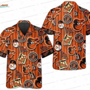 Vintage Charm Baltimore Orioles Hawaiian Shirt, Orange Baseball Fan Style