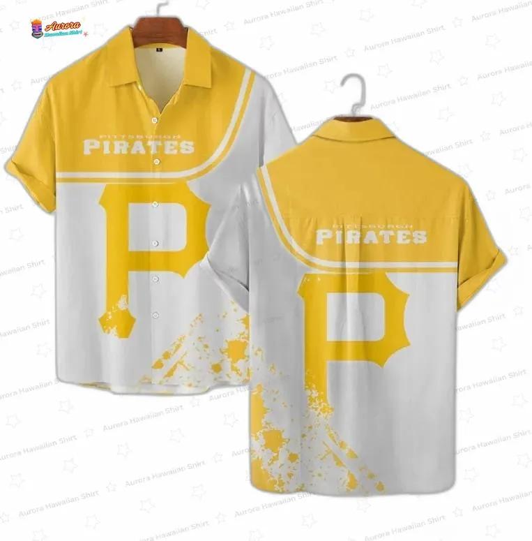 Golden Split Logo Pittsburgh Pirates Hawaiian Shirts Golden Split Logo Pittsburgh Pirates Hawaiian Shirts