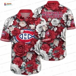 Red White Rose Garden Montreal Canadiens Hawaiian Shirts
