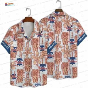 Vintage Tiki Floral Philadelphia Phillies Hawaiian Shirts