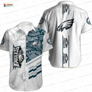 Vintage Playbook Philadelphia Eagles Hawaiian Shirt, White Game Day