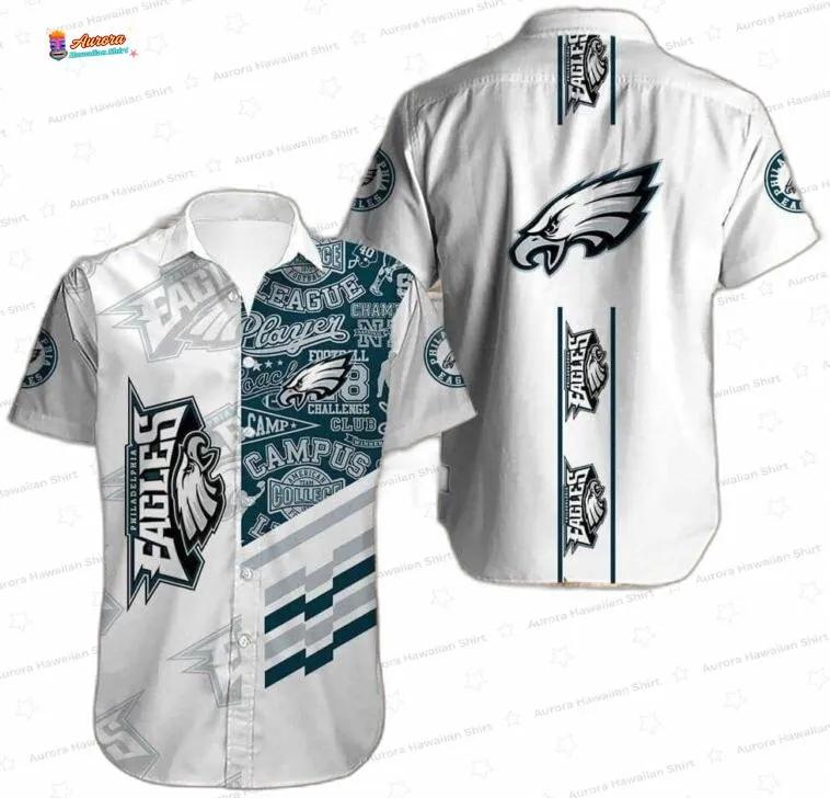 Vintage Playbook Philadelphia Eagles Hawaiian Shirt, White Game Day