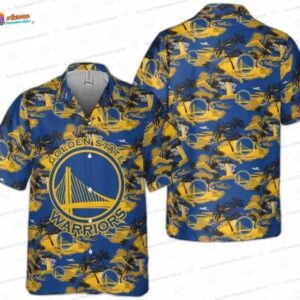 Blue Gold Island Palm Golden State Warriors Hawaiian Shirt – Coastal Game Day Style