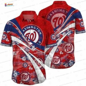 Red White Blue Chevron Washington Nationals Hawaiian Shirts
