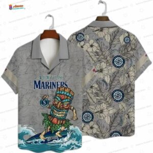 Wave Crest Seattle Mariners Hawaiian Shirt, Tiki Surf Resort Style