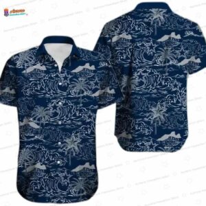 Navy Wave Rider Dallas Cowboys Hawaiian Shirt, Coastal Fan Aloha Button-Up