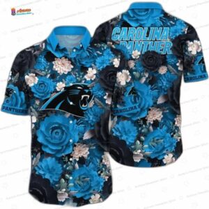 Blue Rose Wave Rider Carolina Panthers Hawaiian Shirt, Victory Game Day