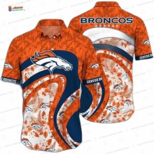 Orange Waves of Victory Denver Broncos Hawaiian Shirt, Jungle Style Aloha Button-Up