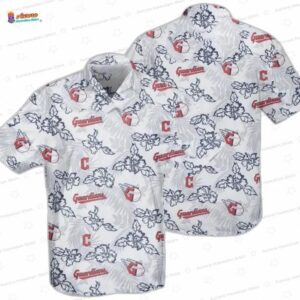 White Hibiscus Cleveland Guardians Hawaiian Shirt, Limited Fan Style