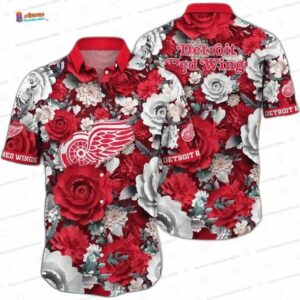 Detroit Red Wings Floral Majesty Hawaiian Shirt for Hockey Fans