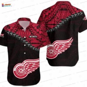 Red Black Tribal Chevron Detroit Red Wings Hawaiian Shirts