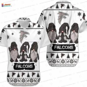 Winter Gnome Atlanta Falcons Hawaiian Shirt, Black White Holiday Game Day