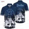 Victory Quote New York Yankees Hawaiian Shirt, Navy Floral Fan Aloha Button-Up