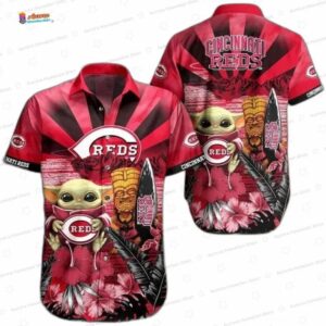 Baby Alien Tiki Sunset Cincinnati Reds Hawaiian Shirts