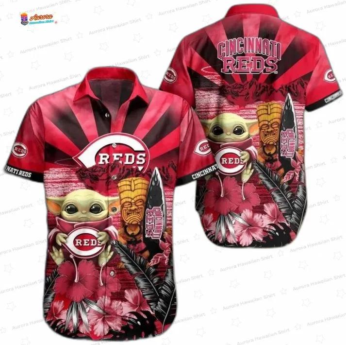 Baby Alien Tiki Sunset Cincinnati Reds Hawaiian Shirts Baby Alien Tiki Sunset Cincinnati Reds Hawaiian Shirts