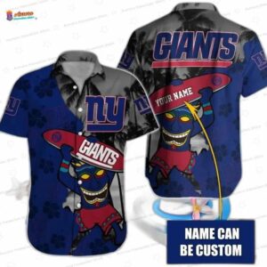Custom Tiki Surf New York Giants Hawaiian Shirt, Blue Island Game Day
