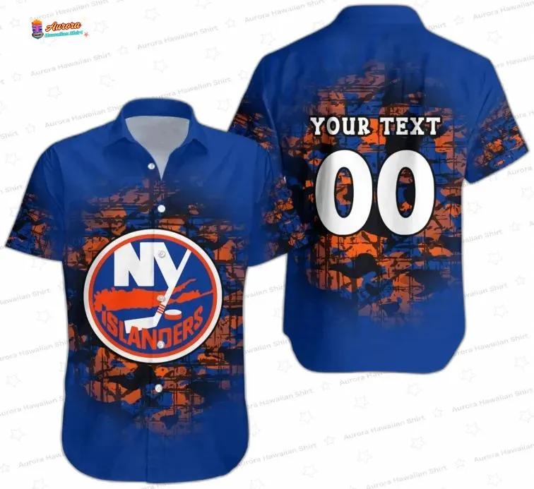 Custom NY Islanders Graffiti Navy Hawaiian Shirt, Beach Number Button-Up Custom NY Islanders Graffiti Navy Hawaiian Shirt, Beach Number Button-Up