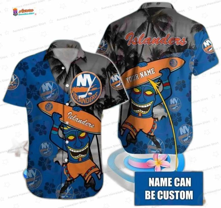 Personalized Tropical Tiki New York Islanders Hawaiian Shirt Personalized Tropical Tiki New York Islanders Hawaiian Shirt