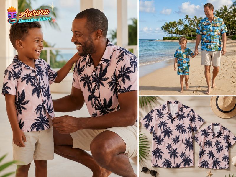 dad and son matching hawaiian shirts 1