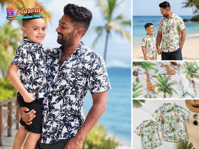 dad and son matching hawaiian shirts 2
