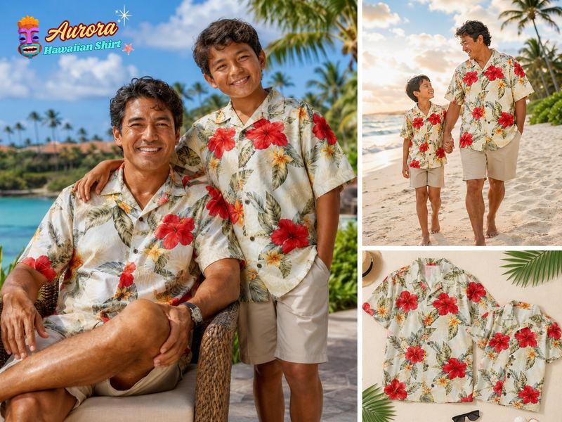 dad and son matching hawaiian shirts 4