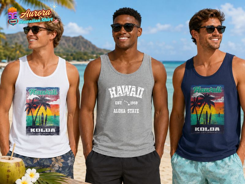 hawaiian tank tops mens 3