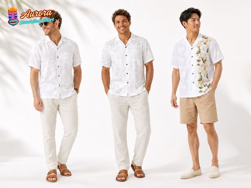 Men's Hawaiian Shirts White
